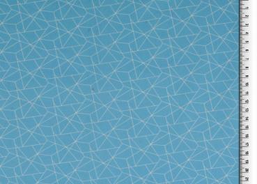 Baumwolldruck Grafisches Muster in Weiß auf Azur
